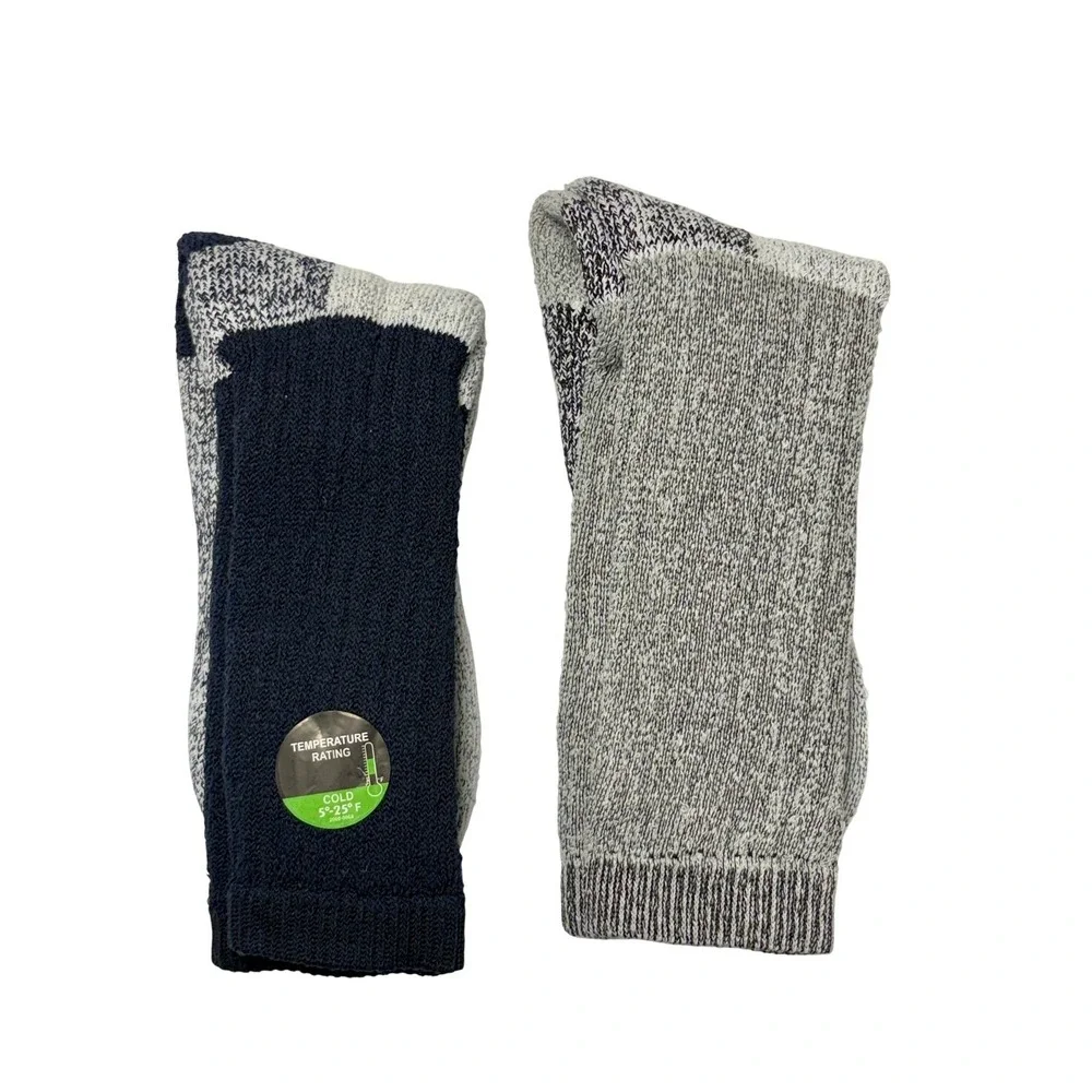 Winter Thermal Socks Merino Wool Temperature Rated -25* Black Gray 10-13 NEW 2pk